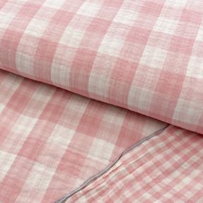 Dvojitá gázovina/mušelín Double sided CHECKS MINI old rose