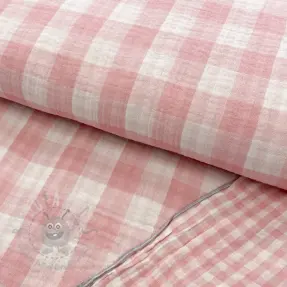 Muślin double gauze Double sided CHECKS MINI old rose