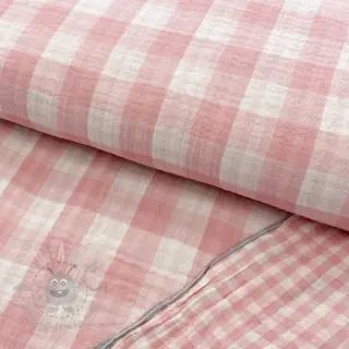 Muślin double gauze Double sided CHECKS MINI old rose