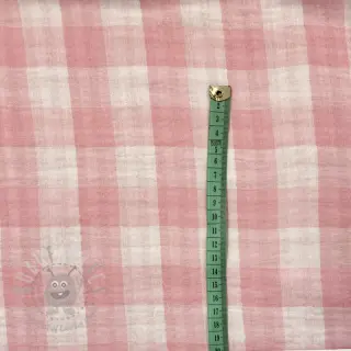 Muślin double gauze Double sided CHECKS MINI old rose