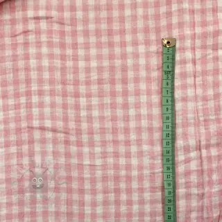 Muślin double gauze Double sided CHECKS MINI old rose