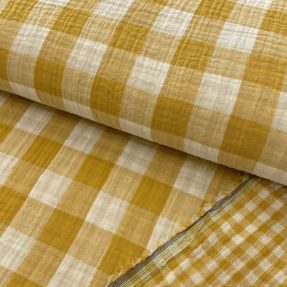 Dvojitá gázovina/mušelín Double sided CHECKS MINI ochre