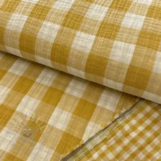 Muślin double gauze Double sided CHECKS MINI ochre