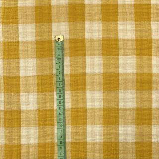 Muślin double gauze Double sided CHECKS MINI ochre