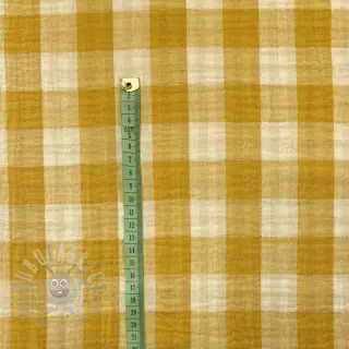 Muślin double gauze Double sided CHECKS MINI ochre