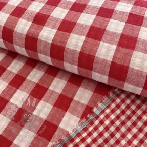 Muślin double gauze Double sided CHECKS MINI red
