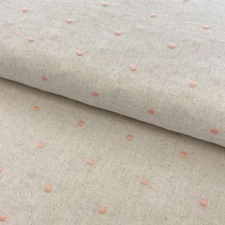 Viskóza s ľanom embroidery Dots rose