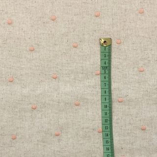 Viskóza s ľanom embroidery Dots rose