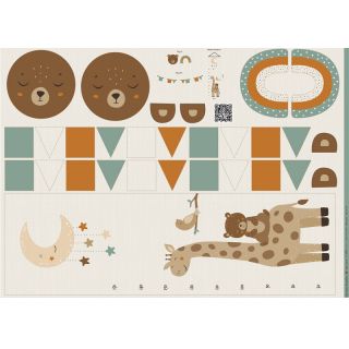 Tkanina dekoracyjna Kids room deco PANEL linenlook digital print