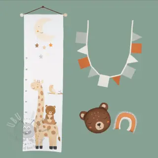 Tkanina dekoracyjna Kids room deco PANEL linenlook digital print