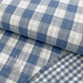 Muślin double gauze Double sided CHECKS MINI indigo
