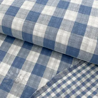 Muślin double gauze Double sided CHECKS MINI indigo