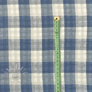 Muślin double gauze Double sided CHECKS MINI indigo