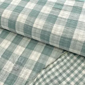 Muślin double gauze Double sided CHECKS MINI green