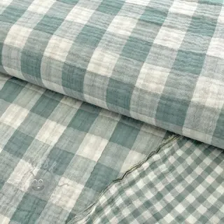 Muślin double gauze Double sided CHECKS MINI green