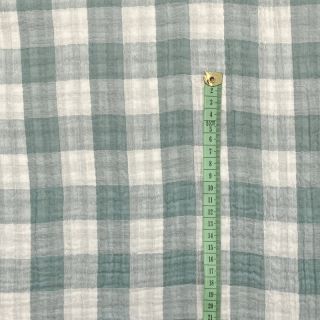 Dvojitá gázovina/mušelín Double sided CHECKS MINI green