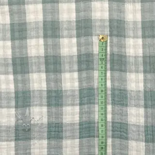Muślin double gauze Double sided CHECKS MINI green