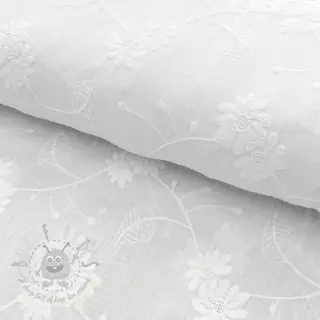 Muślin double gauze EMBROIDERED Leaf white II klasa