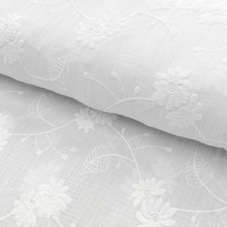 Muślin haftowany Leaf white II klasa