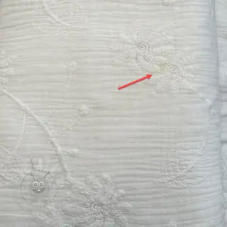 Muślin double gauze EMBROIDERED Leaf white II klasa