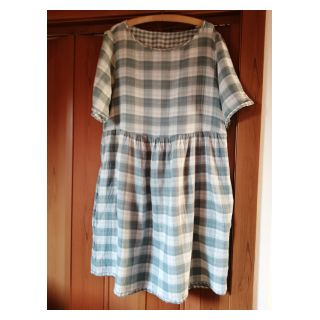 Dvojitá gázovina/mušelín Double sided CHECKS MINI green