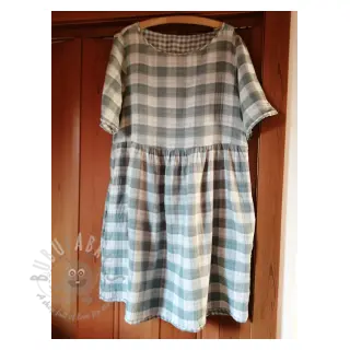 Muślin double gauze Double sided CHECKS MINI green