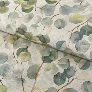 Tkanina dekoracyjna Linenlook Eucalyptus boho leaf digital print
