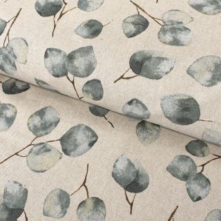 Tkanina dekoracyjna Linenlook Eucalyptus watercolour branch