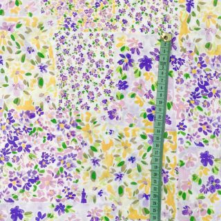 Wiskoza RADIANCE Patchwork flowers grape digital print