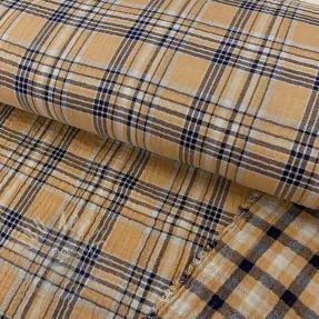 Muślin double gauze Double sided CHECKS multicolour brown
