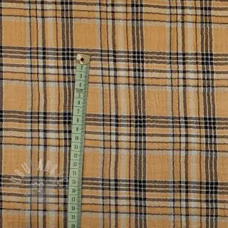 Muślin double gauze Double sided CHECKS multicolour brown