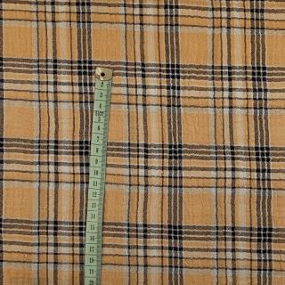 Podwójna gaza/muslin Double sided CHECKS multicolour brown