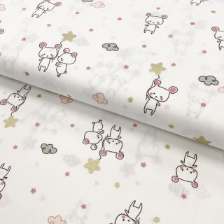 Bawełniana tkanina Glitter sweet mouse ecru 2nd class