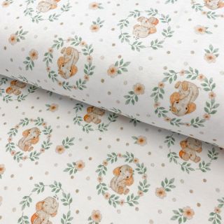 Dzianina Baby elephant white digital print 2nd class