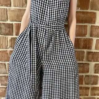 Muślin double gauze Double sided CHECKS MINI navy
