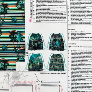 Tkanina dekoracyjna KIDS BACKPACK Dragon crew PANEL