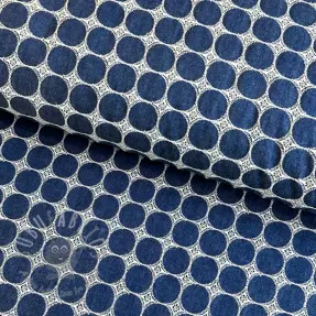 Bawełniana tkanina JEANS Circles dark blue