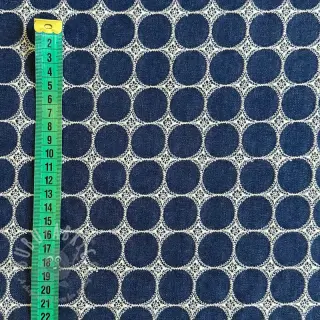 Bawełniana tkanina JEANS Circles dark blue