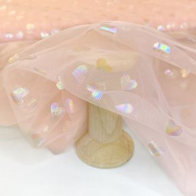 Tiul na TUTU Rainbow HEARTS light pink