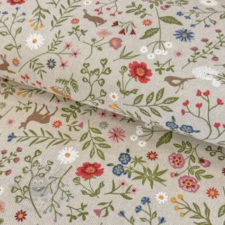 Tkanina dekoracyjna Linenlook Floral animal garden