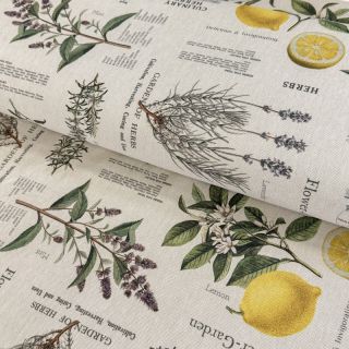 Tkanina dekoracyjna Linenlook Lavender citrus recipe digital print