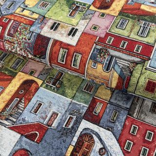 Tkanina dekoracyjna GOBELIN Happy colourful village