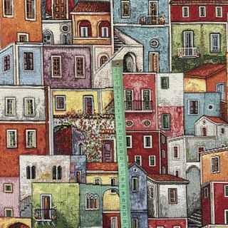 Tkanina dekoracyjna GOBELIN Happy colourful village