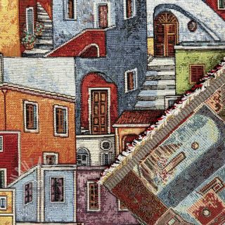 Tkanina dekoracyjna GOBELIN PREMIUM Happy colourful village