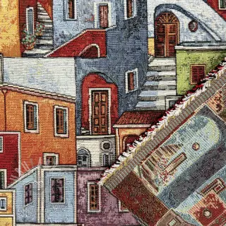 Tkanina dekoracyjna GOBELIN PREMIUM Happy colourful village