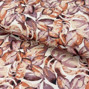 Tkanina dekoracyjna Colourable leaves purple digital print