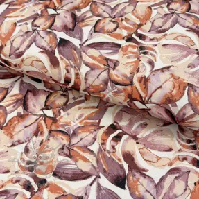 Tkanina dekoracyjna Colourable leaves purple digital print