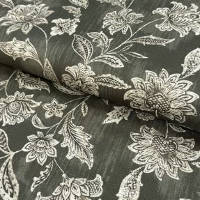 Tkanina dekoracyjna Sketch flowers army green digital print