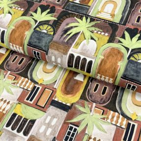 Tkanina dekoracyjna Tropical cottages brique digital print