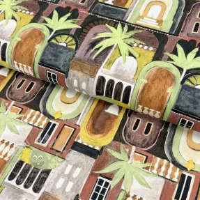 Tkanina dekoracyjna Tropical cottages brique digital print